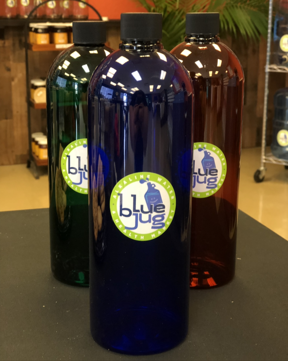 Blue jug bottles